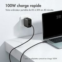 imoshion Câble USB-C vers USB-C Tressé 100 W - 0,25 mètre - Noir
