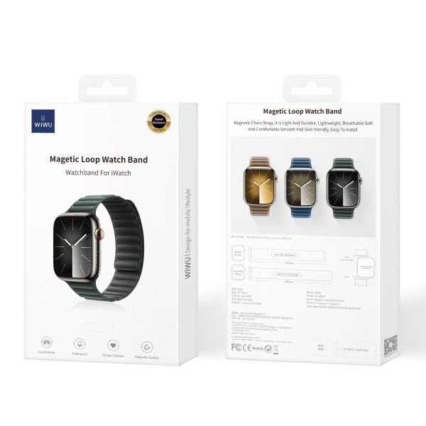 WiWu Bracelet à maillons tressés magnétiques Apple Watch | 44/45/46/49 mm - Green
