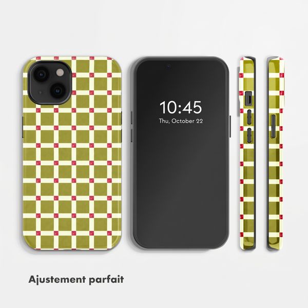 Selencia Coque arrière Vivid avec MagSafe Apple iPhone 14 - Check This Olive
