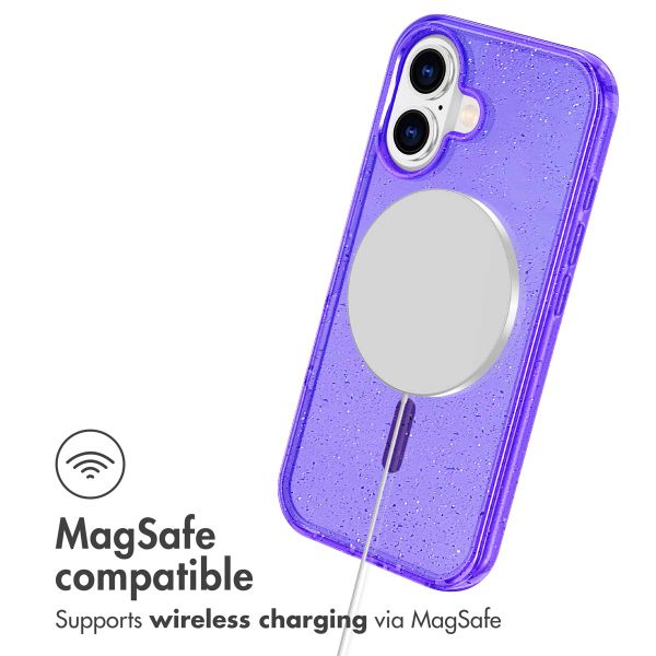 imoshion Coque Pailletée avec MagSafe Apple iPhone 16 - Paillettes Violet