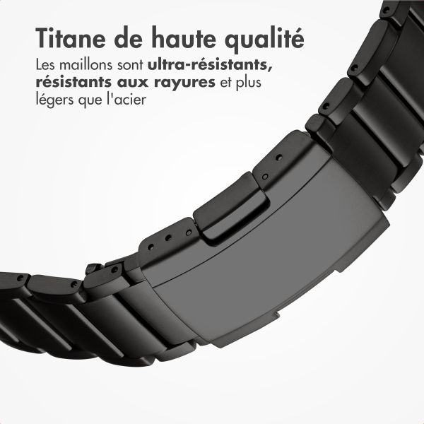 Accezz Bracelet en acier Titane mat  - Connexion Garmin 26 mm - Noir