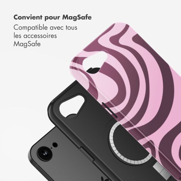 Selencia Coque arrière Vivid avec MagSafe Apple iPhone 17e / 16e - Wavy Swirl Pink Plum