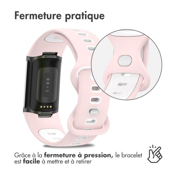 imoshion Bracelet Sport⁺ en silicone Fitbit Charge 5 / 6 - Pink & White