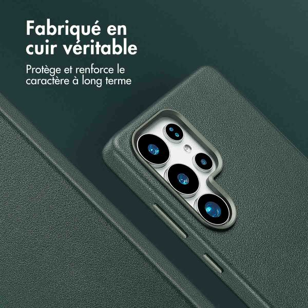 Accezz Coque arrière en cuir avec MagSafe Samsung Galaxy S25 Ultra - Cedar Green