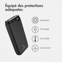 imoshion Batterie externe 20 000 mAh - Chargeur rapide 22,5 W - USB-C / USB-A - Noir
