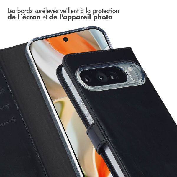 Selencia Étui portefeuille en cuir véritable Google Pixel 10 Pro XL - Noir