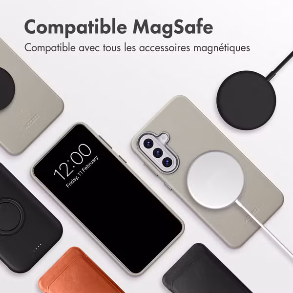 Accezz Coque arrière en cuir avec MagSafe Samsung Galaxy A57 (5G) - Light Grey