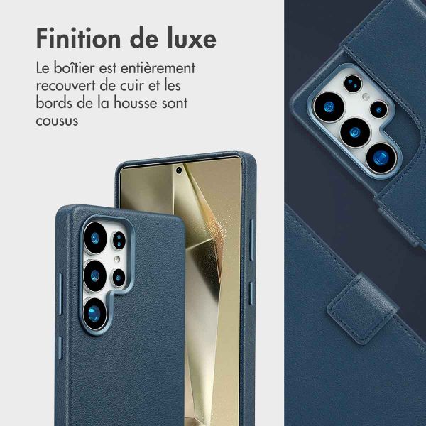 Accezz Étui de télephone portefeuille en cuir 2-en-1 avec MagSafe Samsung Galaxy S25 Ultra - Nightfall Blue