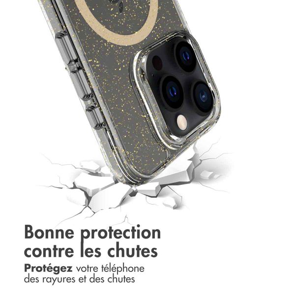 imoshion Coque arrière transparente Pailletée avec MagSafe Apple iPhone 15 Pro - Doré