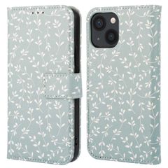 imoshion Étui de télephone portefeuille Design Apple iPhone 13 - Smoke Green Flowers