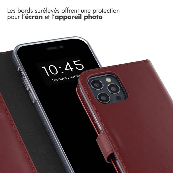 Selencia Étui portefeuille en cuir véritable Apple iPhone 12 (Pro) - Burgundy