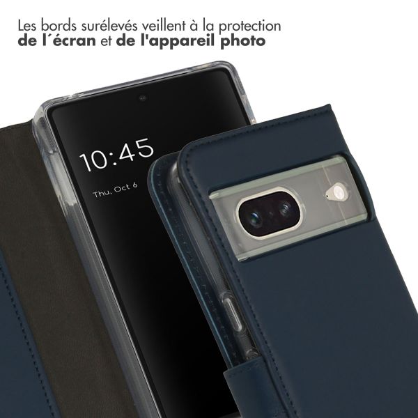 Selencia Étui portefeuille en cuir véritable Google Pixel 7 - Bleu
