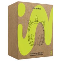 imoshion Casque sans fil pour enfants Unicorn LED Light - Limiteur de décibels - Avec câble AUX - Soft Blue / Yellow