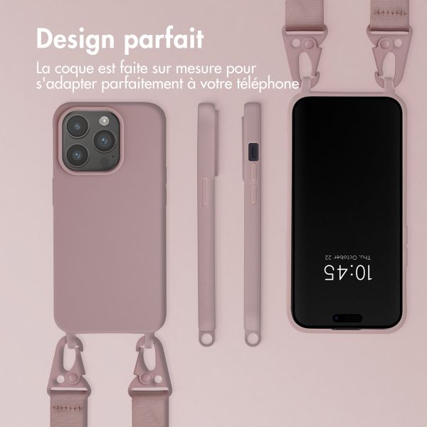 Selencia Coque silicone avec cordon amovible Apple iPhone 15 Pro - Sand Pink