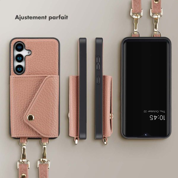 Selencia Coque de télephone Sera avec cordon et porte-cartes enveloppe Samsung Galaxy S25 / S24 - Old Pink