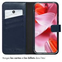 Selencia Étui portefeuille en cuir véritable Google Pixel 10 / 10 Pro - Bleu