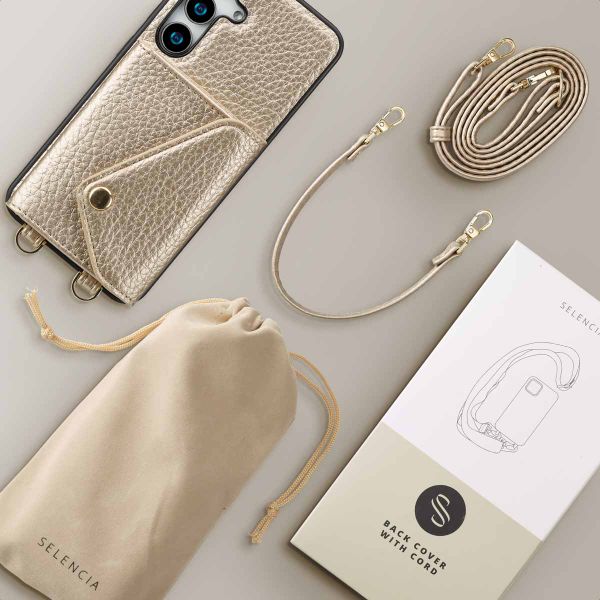 Selencia Coque de télephone Sera avec cordon et porte-cartes enveloppe Samsung Galaxy S25 / S24 - Champagne