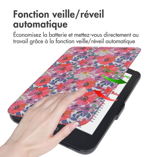 imoshion Design Slim Hard Case Sleepcover Kobo Clara 2E / Tolino Shine 4 - Flower Watercolor