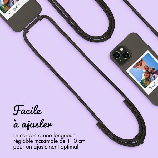 Coque Color MagSafe avec cordon amovible et photo et/ou texte personnalisés Apple iPhone 15 - Polaroid