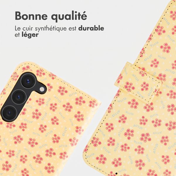 imoshion Étui de télephone portefeuille Design Samsung Galaxy S23 - Sunny Yellow Petite Flowers