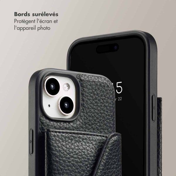 Selencia Coque de télephone Sera avec cordon et porte-cartes enveloppe Apple iPhone 15 - Noir