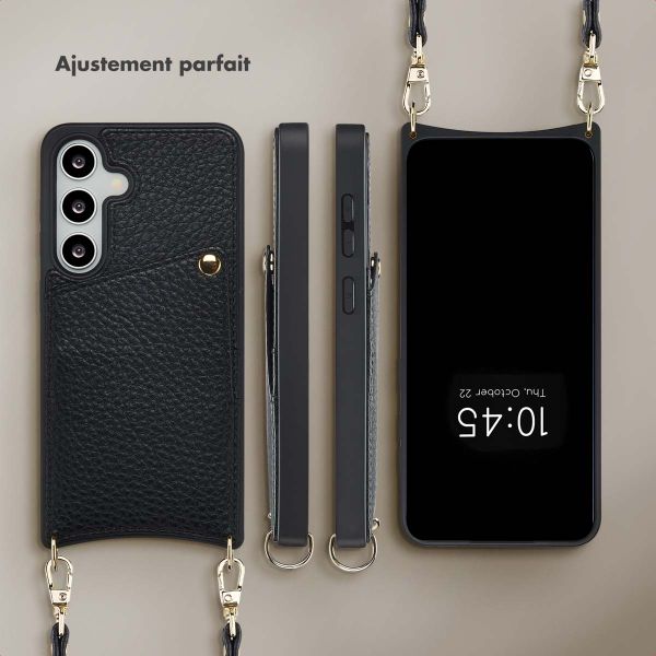 Selencia Coque de télephone Nova avec cordon et porte-cartes Samsung Galaxy S25 / S24 - Noir