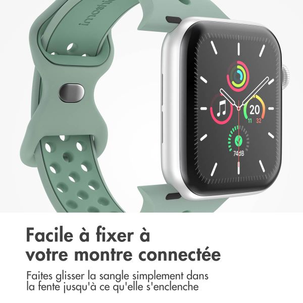 imoshion Bracelet Sport⁺ en silicone Apple Watch | 44/45/46/49 mm - Taille M/L - Light Green & Green