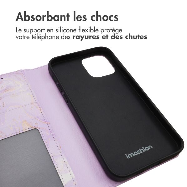 imoshion Étui de télephone portefeuille Design Apple iPhone 12 (Pro) - Purple Marble