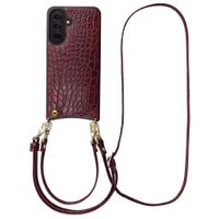 Selencia Coque de télephone Nova Croco avec cordon et porte-cartes Samsung Galaxy A37 (5G) - Burgundy