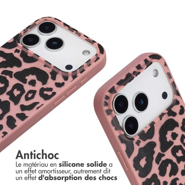 imoshion Coque design en silicone avec cordon Apple iPhone 17 Pro - Animal Pink