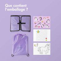 imoshion Table de voyage - Support de tablette voiture - 7 compartiments de rangement - Inclus 2 coloriages - Violet