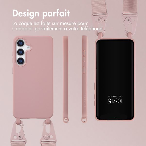 Selencia Coque silicone avec cordon amovible Samsung Galaxy S25 - Sand Pink