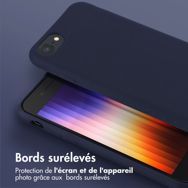 Selencia Coque silicone avec cordon amovible Apple iPhone SE (2022 / 2020) / 8 / 7 - Bleu foncé