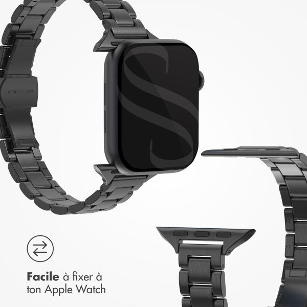 Selencia Bracelet à maillons fin en acier Apple Watch | 38/40/41/42 mm - Noir