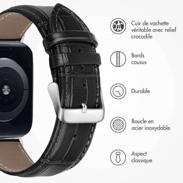 imoshion Bracelet cuir crocodile Apple Watch | 44/45/46/49 mm - Noir