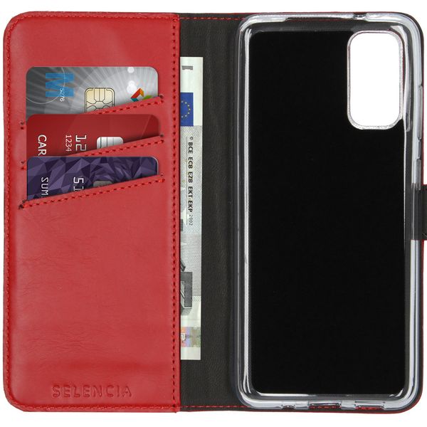 Selencia Étui portefeuille en cuir véritable Samsung Galaxy S20 - Rouge