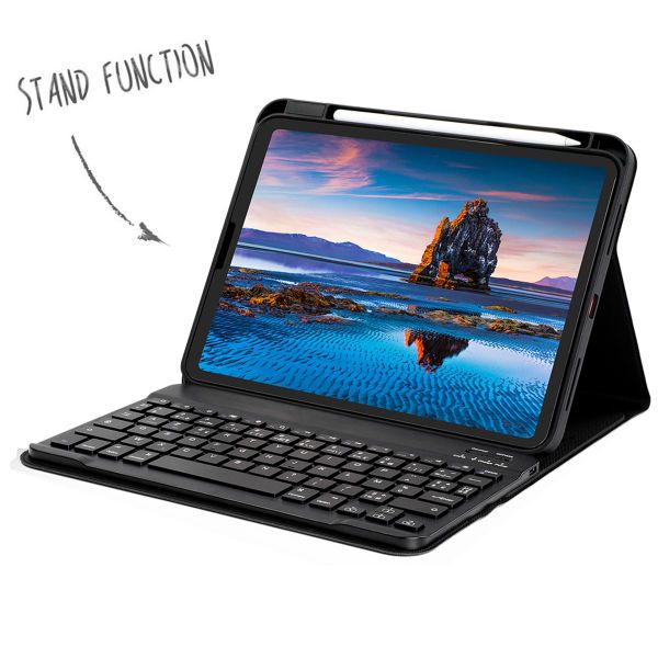 Accezz Étui de tablette portefeuille Bluetooth Clavier Apple iPad 11 (2025) 11 pouces A16 / iPad 10 (2022) 10.9 pouces - AZERTY / FR - Noir