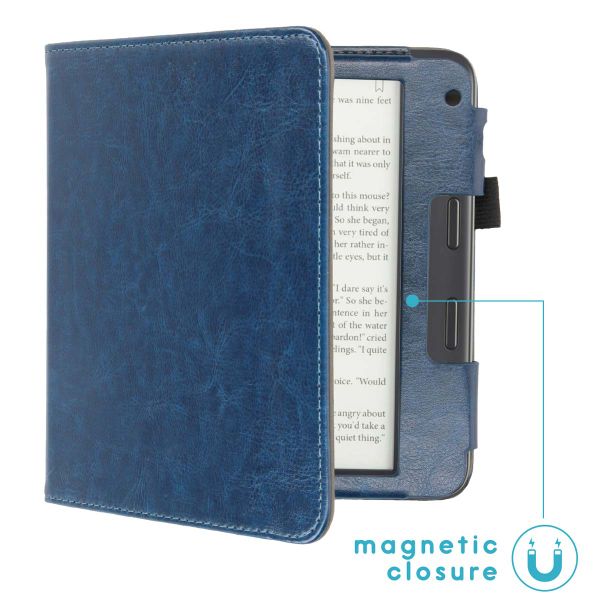 imoshion Étui de liseuse portefeuille en cuir végan Tolino Vision 6 - Bleu foncé