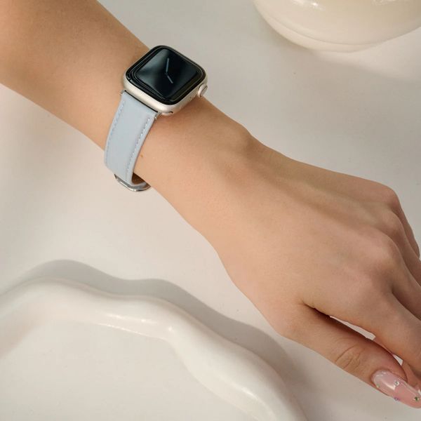 Burga Bracelet en cuir véritable  - Apple Watch | 44/45/46/49 mm / Connexion universelle 20 mm - Dream / Silver