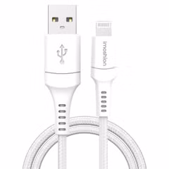 imoshion ﻿Câble Lightning vers USB - Non MFi - Textile tressé - 0,25 mètre - Blanc