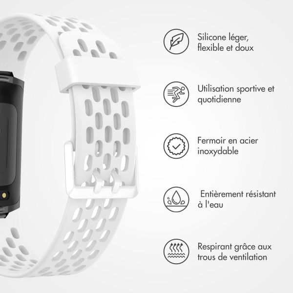 imoshion Bracelet sport en silicone avec boucle Fitbit Charge 5 / 6 - Blanc