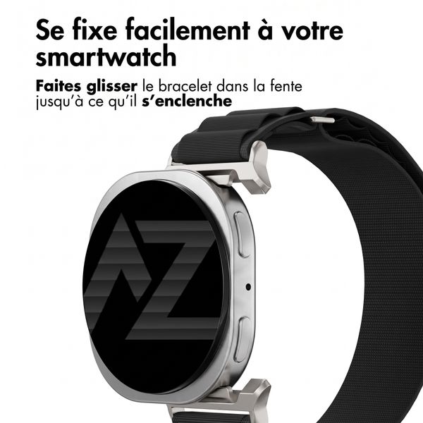 Accezz Bracelet en nylon Alpine Samsung Galaxy Watch 9 (40/44mm) / Watch 8 (40/44mm) / Classic (46mm) - Noir