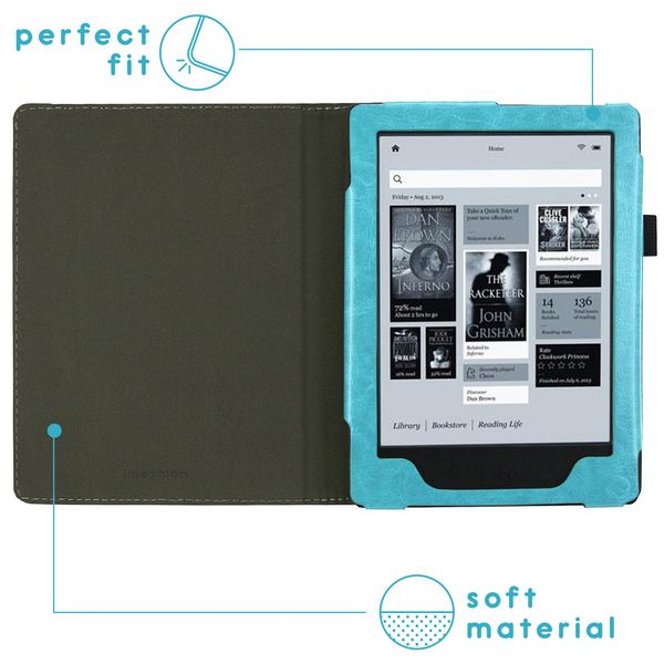 imoshion Étui de liseuse portefeuille en cuir végan Kobo Aura H2O - Bleu clair