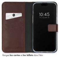 Selencia Étui portefeuille en cuir véritable Apple iPhone 15 Pro - Marron