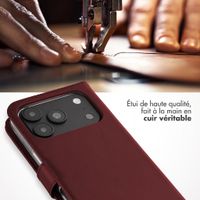 Selencia Étui portefeuille en cuir véritable Apple iPhone 18 Pro Max / 17 Pro Max - Burgundy