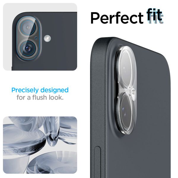 Spigen Optik Lens Protector - Protection complète de la caméra (lot de 2) Apple iPhone 16 / 16 Plus - Crystal Clear