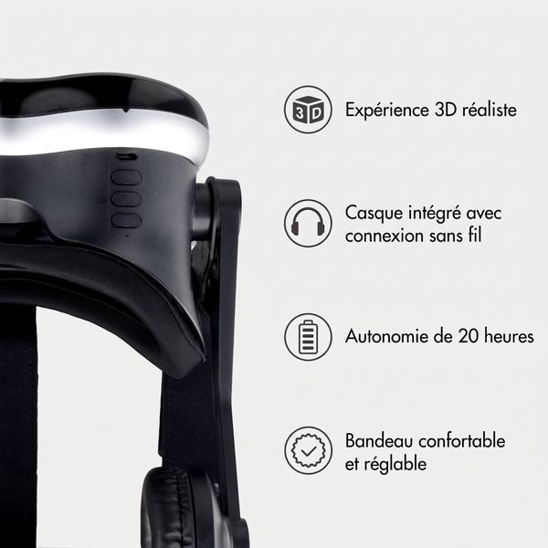 imoshion Lunettes de réalité virtuelle avec casque Bluetooth - Noir