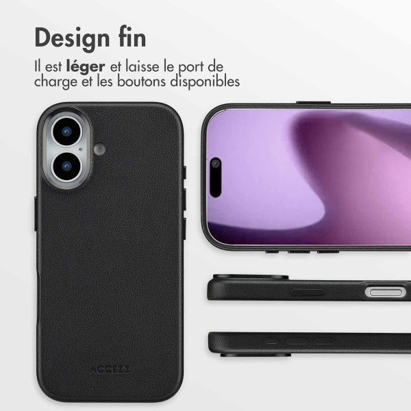 Accezz Coque arrière en cuir avec MagSafe Apple iPhone 17 - Onyx Black
