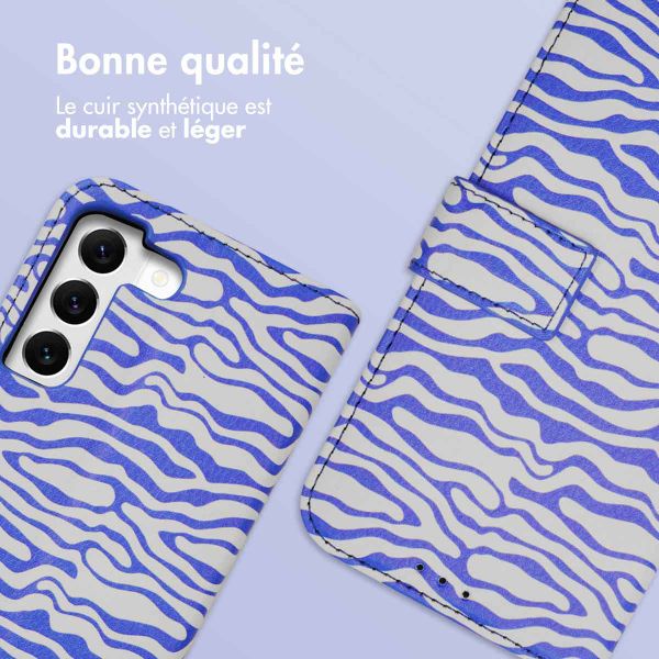 imoshion Étui de télephone portefeuille Design Samsung Galaxy S22 - White Blue Stripes
