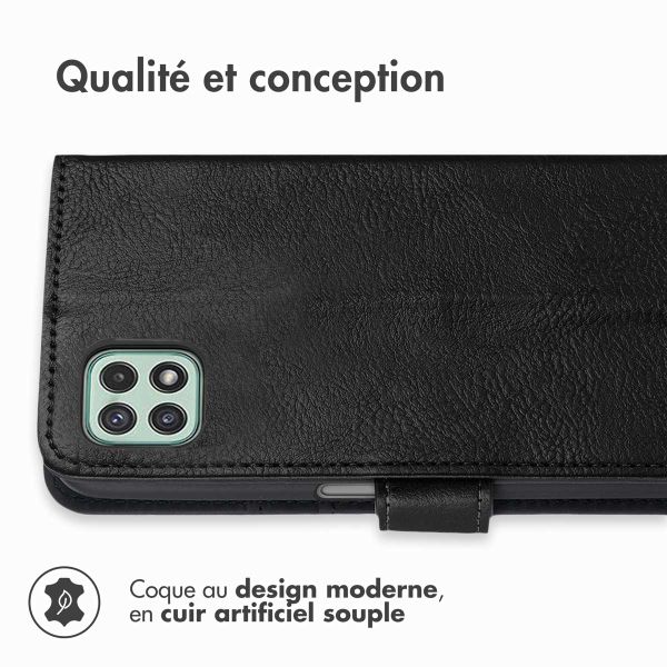 imoshion Étui de télephone portefeuille de luxe Samsung Galaxy A22 (5G) - Noir